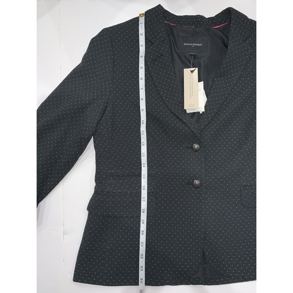 Banana Republic Women’s Blazer Size 8 Black Two Button Polka Dot Textured
